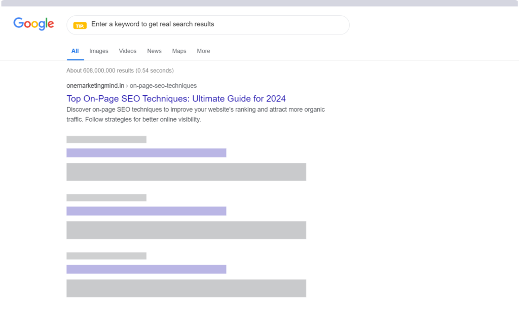 SERP preview for meta title and description using mangools serp tool